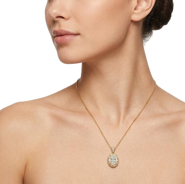 Dainty Gold-Plated Oval Cluster Pendant