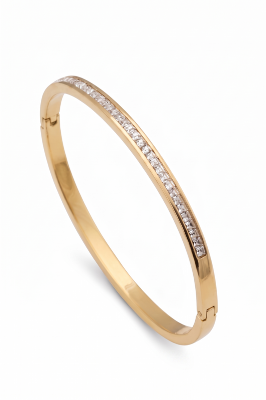 Gold Brilliant Cut Diamond Eternity Bangle