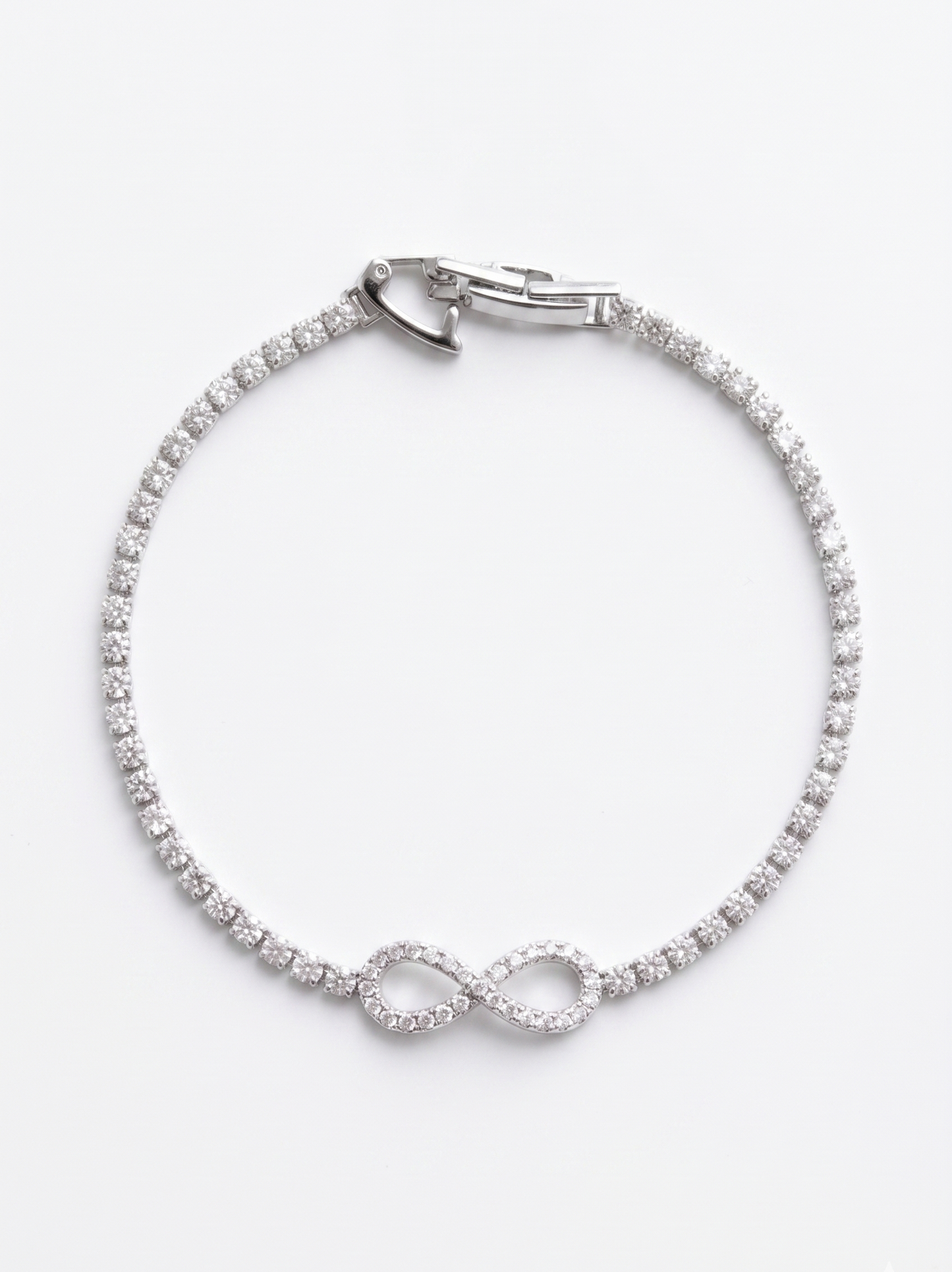 Silver Plated Tennis Bracelet with Infinity Emblem