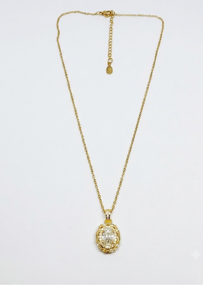 Dainty Gold-Plated Oval Cluster Pendant