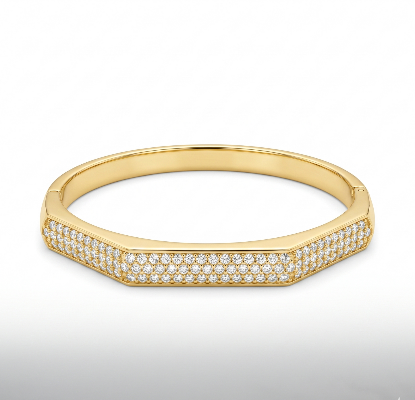 Geometric Pavé Gold Bangle