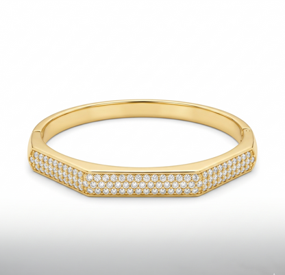 Geometric Pavé Gold Bangle