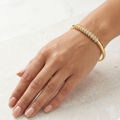 Gold Segmented Crystal Bangle