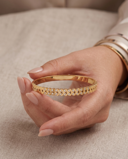 Gold Plated Geometric Diamond Cut-Out Bangle