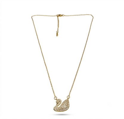 Dainty Swan Motif Necklace with Crystal Accents