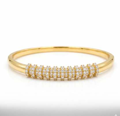 Gold Segmented Crystal Bangle