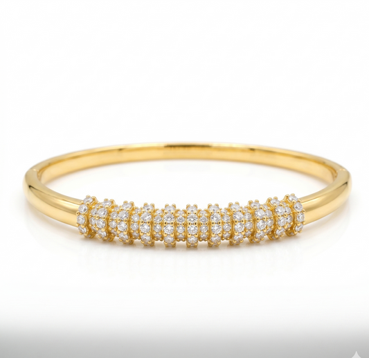 Gold Segmented Crystal Bangle