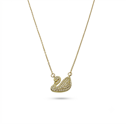 Dainty Swan Motif Necklace with Crystal Accents
