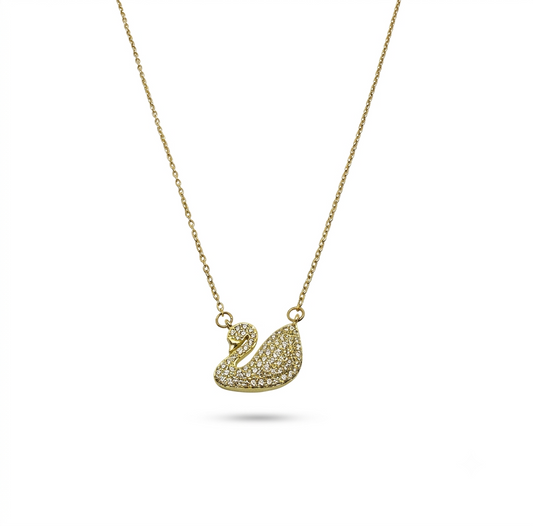 Dainty Swan Motif Necklace with Crystal Accents