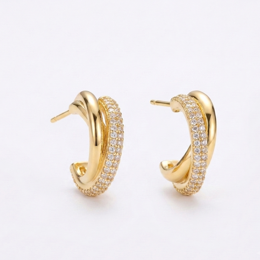 Gold Plated Interlocking Twist Hoop Earrings
