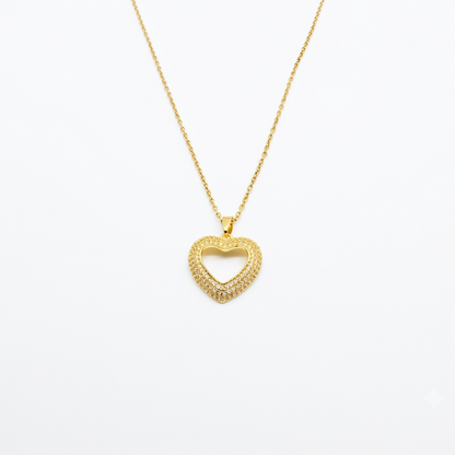 Crystal Cutout Heart Necklace - Gold Plated