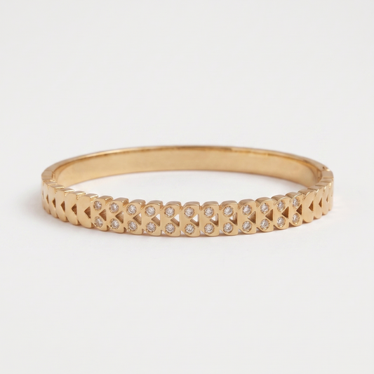 Gold Plated Geometric Diamond Cut-Out Bangle