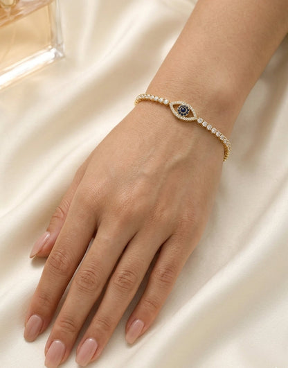 Gold Plated Evil Eye Tennis Bracelet