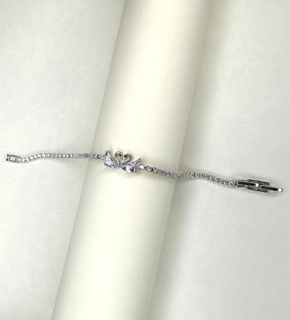 Eternal Grace Swan Tennis Bracelet - Silver