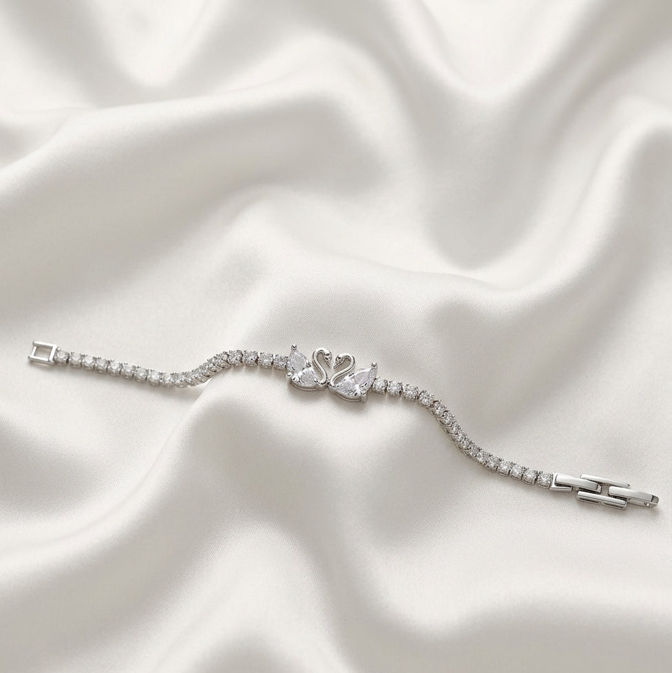 Eternal Grace Swan Tennis Bracelet - Silver