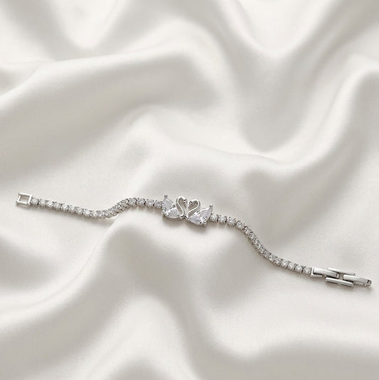 Eternal Grace Swan Tennis Bracelet - Silver