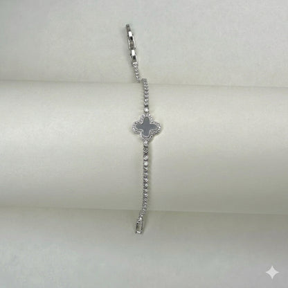 Clover charm Tennis Bracelet -  Silver