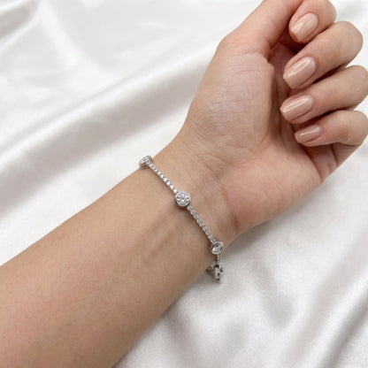Round Diamond Tennis Bracelet - Silver
