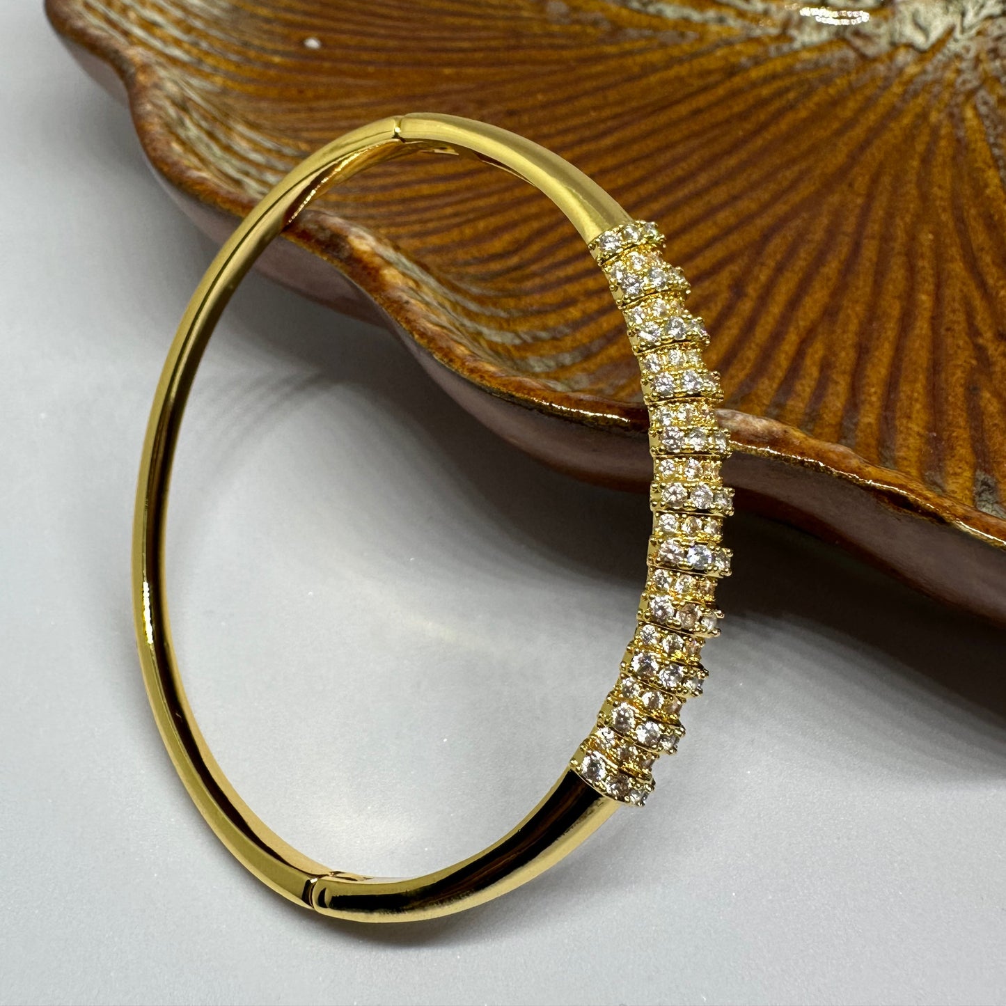 Gold Segmented Crystal Bangle