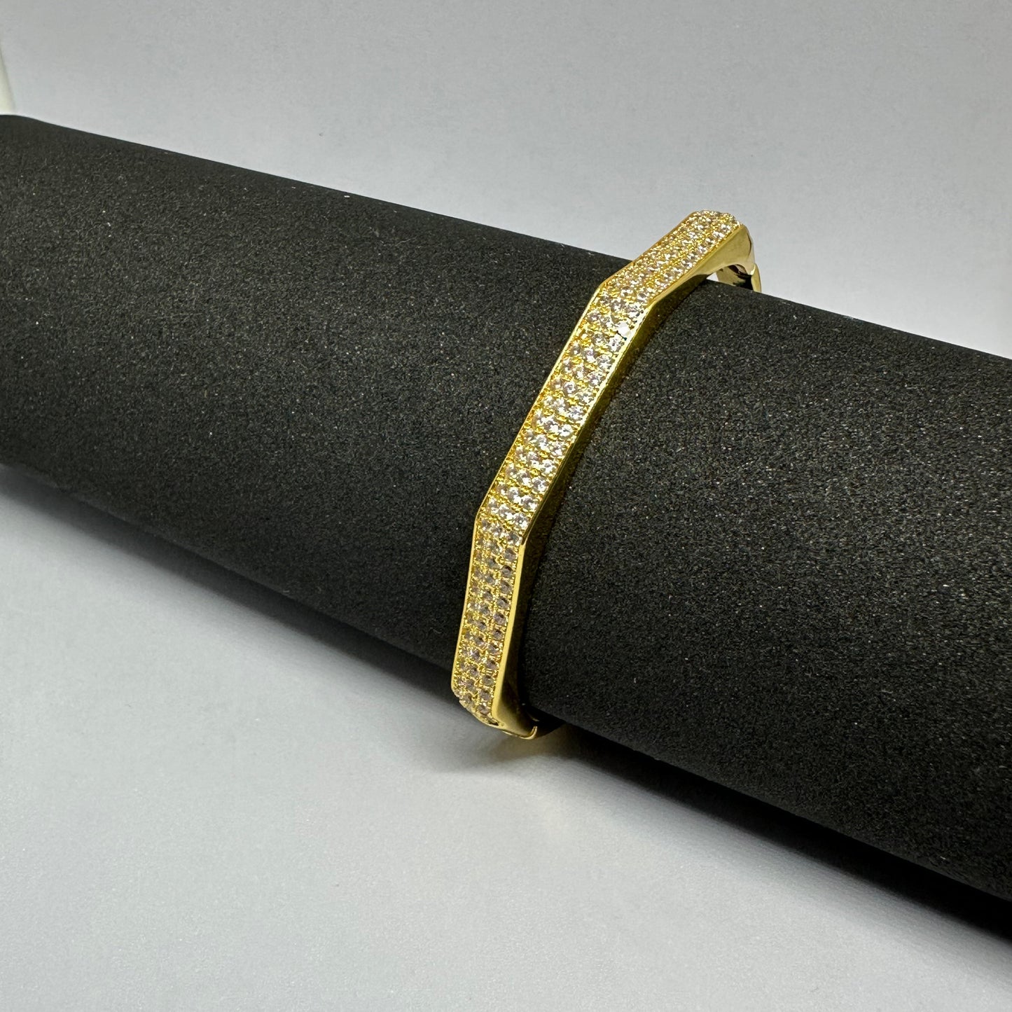 Geometric Pavé Gold Bangle