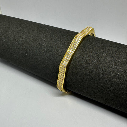 Geometric Pavé Gold Bangle