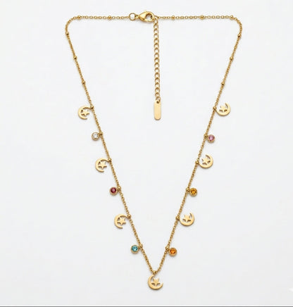 Starlight & Moonbeam Charm Gold Necklace