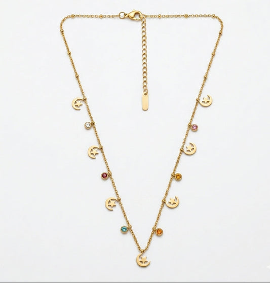 Starlight & Moonbeam Charm Gold Necklace