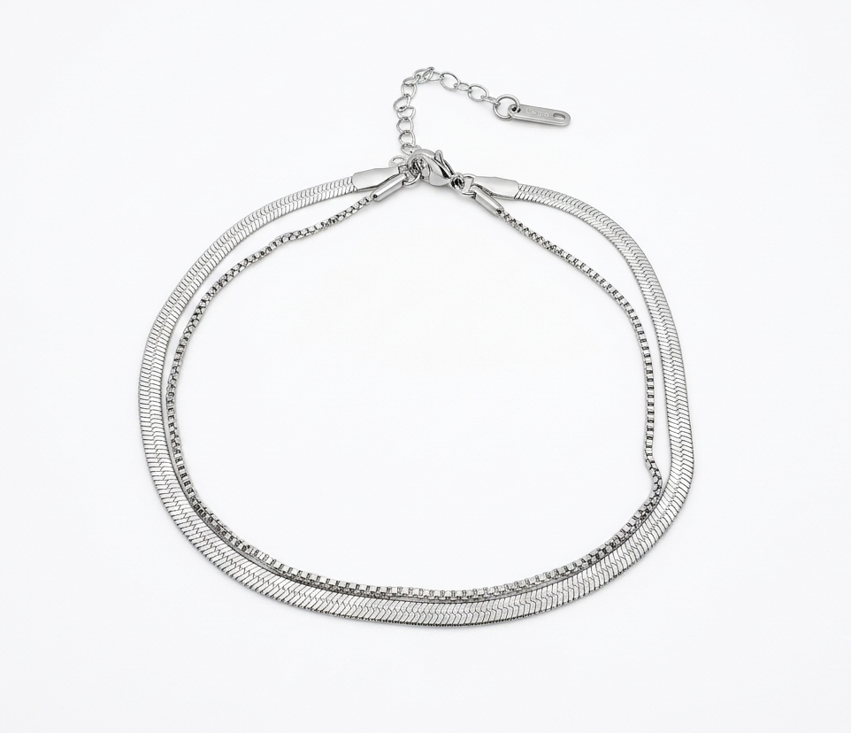 The Duet Silver Anklet
