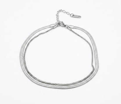 The Duet Silver Anklet
