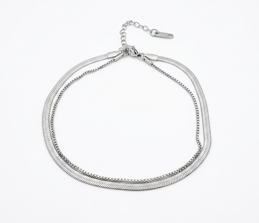 The Duet Silver Anklet