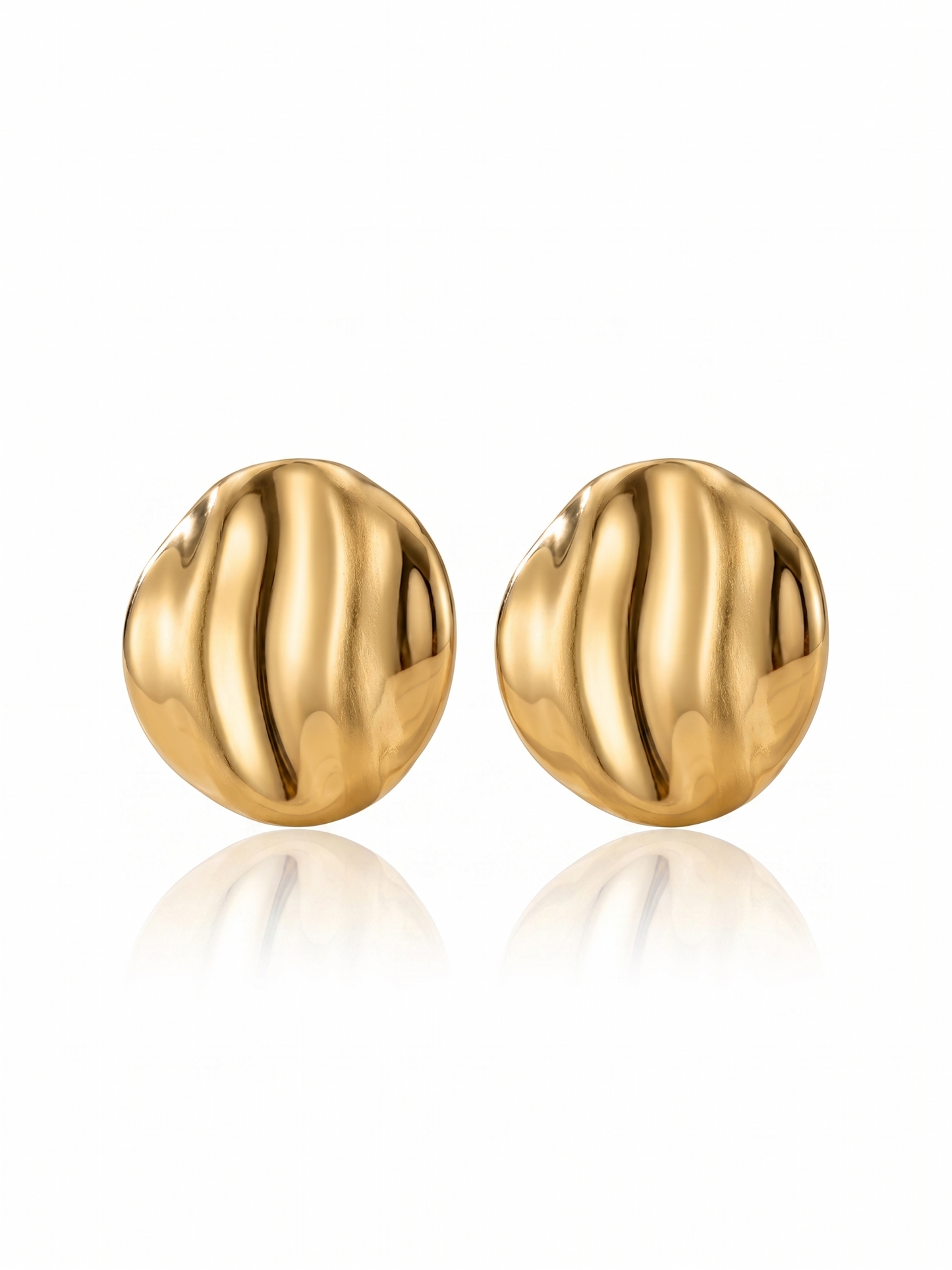 The Gilded Dune Abstract Button Earrings - Gold