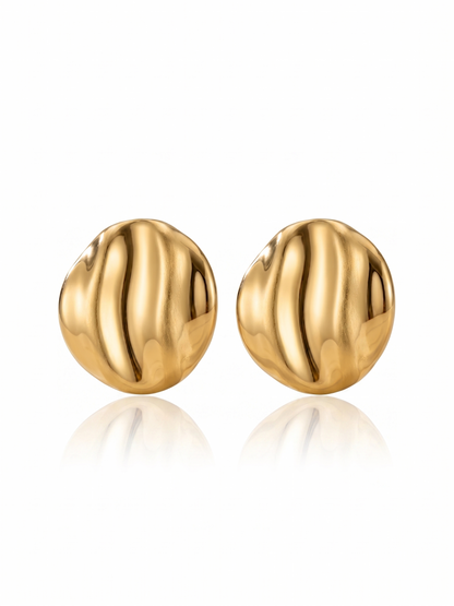 The Gilded Dune Abstract Button Earrings - Gold