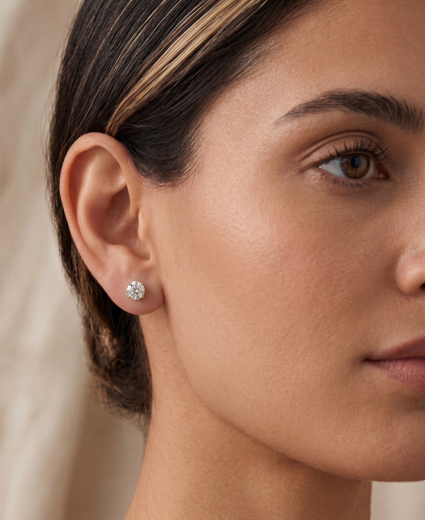 Round Brilliant Cut Moissanite Stud Earrings