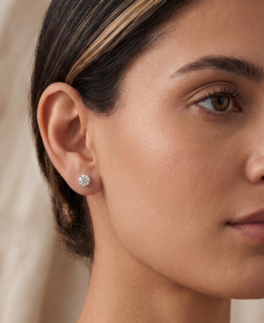 Round Brilliant Cut Moissanite Stud Earrings